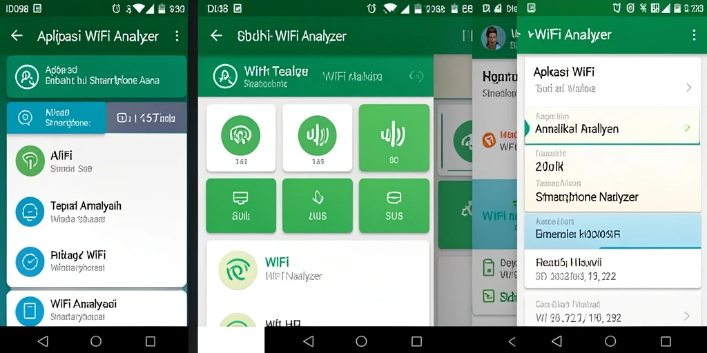 Tampilan antarmuka aplikasi ID098 sebagai WiFi Analyzer yang informatif.